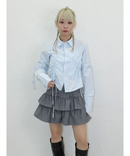 jouetie（ジュエティ）の「レースアップティアードミニスカパン【セットアップ対応】卒業式 入学式（スカート・レディース・ピンク/グレー/ネイビー/ブラック/ベージュ・MEDIUM）」の14枚目の写真