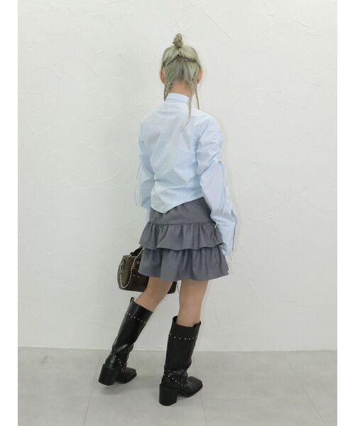 jouetie（ジュエティ）の「レースアップティアードミニスカパン【セットアップ対応】卒業式 入学式（スカート・レディース・ピンク/グレー/ネイビー/ブラック/ベージュ・MEDIUM）」の15枚目の写真