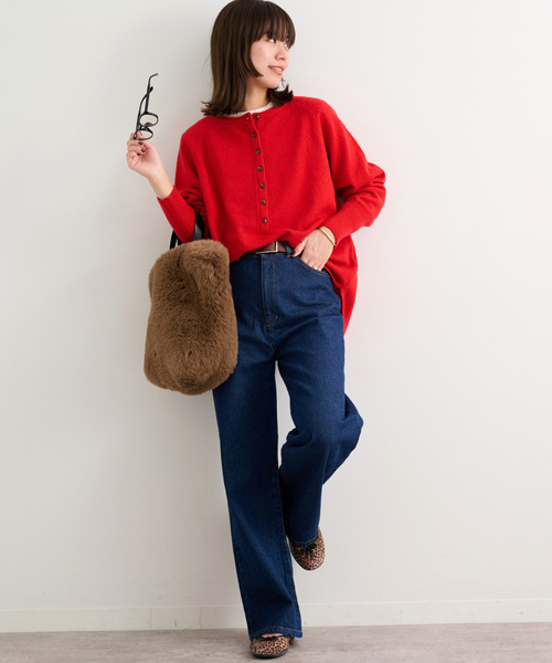 JOURNAL STANDARD relume（ジャーナルスタンダード　レリューム）の「《追加3》ウールミックス2wayビッグプルオーバー（ニット/セーター・レディース・ライトグレー/グレー/レッド・FREE）」の6枚目の写真