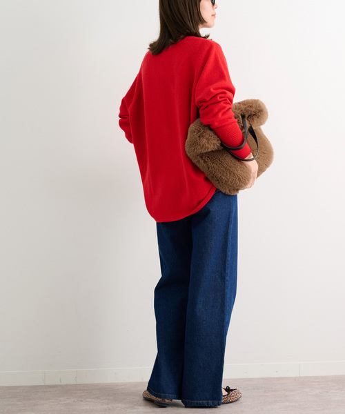 JOURNAL STANDARD relume（ジャーナルスタンダード　レリューム）の「《追加3》ウールミックス2wayビッグプルオーバー（ニット/セーター・レディース・ライトグレー/グレー/レッド・FREE）」の7枚目の写真