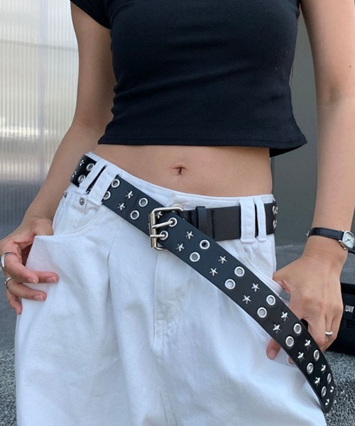ベルサイユ2点おまとめ 他の方は購入をお控え下さい ダブルスタースタッズ パンチング 2つ穴ベルト cula1052（ベルト