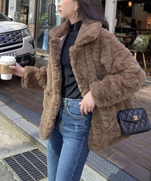 ENLIKE | ステンカラーフェイクファージャケット(その他アウター)