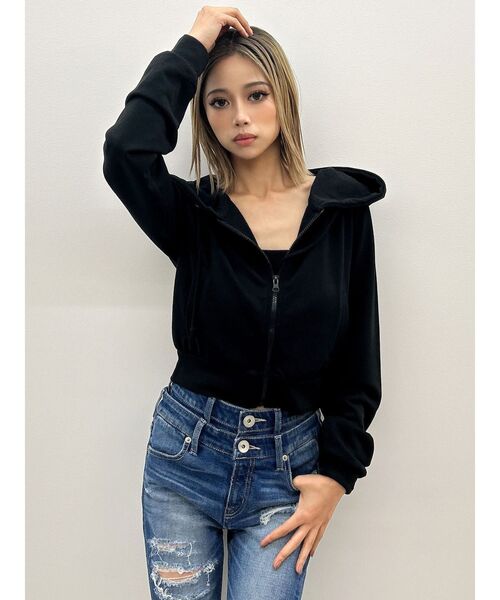 GYDA（ジェイダ）の「GYDA Short ラメパーカー（パーカー・レディース・グレー/オフホワイト/ブラック/パープル・FREE）」の16枚目の写真