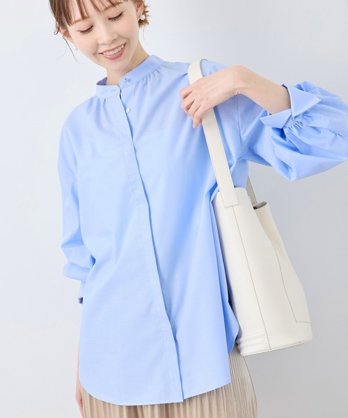 ROPE' PICNIC（ロペピクニック）の「【花粉ガード・防シワ】ボリューム袖ボウタイブラウス（シャツ/ブラウス・レディース・オフホワイト/ピンク/ネイビー/サックスブルー・38）」の13枚目の写真