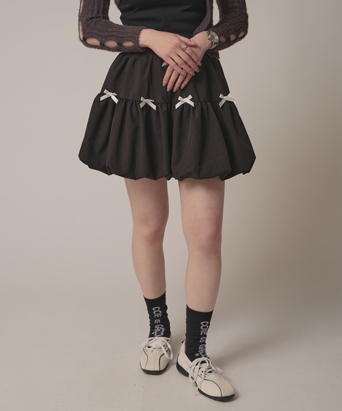 BLANK (ブランク)の「▲Front Ribbon Balloon Skirt / フロントリボンバルーンスカート(スカート・レディース・ホワイト/ブラック・FREE)」の18枚目の写真