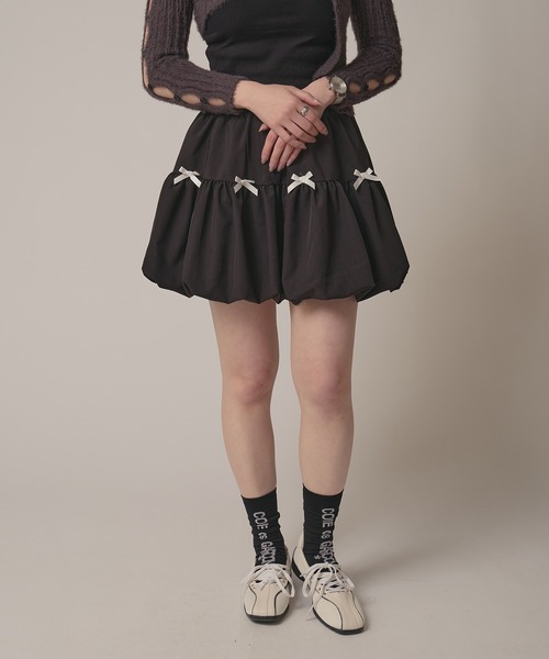 BLANK (ブランク)の「▲Front Ribbon Balloon Skirt / フロントリボンバルーンスカート(スカート・レディース・ホワイト/ブラック・FREE)」の16枚目の写真