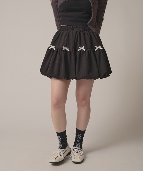 BLANK (ブランク)の「▲Front Ribbon Balloon Skirt / フロントリボンバルーンスカート(スカート・レディース・ホワイト/ブラック・FREE)」の17枚目の写真