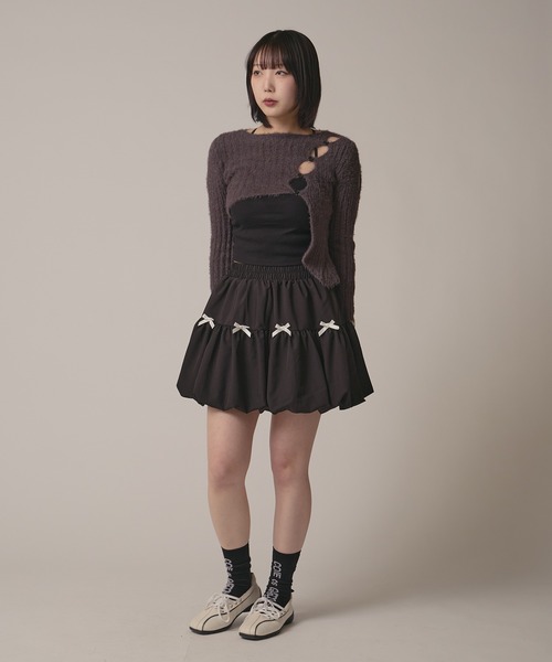 BLANK (ブランク)の「▲Front Ribbon Balloon Skirt / フロントリボンバルーンスカート(スカート・レディース・ホワイト/ブラック・FREE)」の19枚目の写真