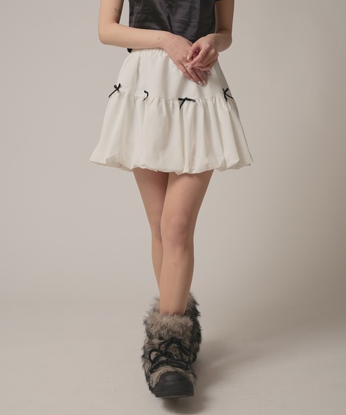 BLANK (ブランク)の「▲Front Ribbon Balloon Skirt / フロントリボンバルーンスカート(スカート・レディース・ホワイト/ブラック・FREE)」の11枚目の写真