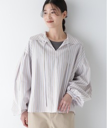 ◆綿麻ボイルスキッパーボリュームブラウス