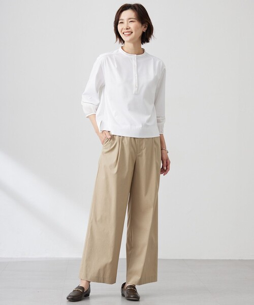 J.PRESS(ジェイプレス)の「【洗える】プレーティングジャージー バンドカラー カットソー(Tシャツ/カットソー・レディース・ホワイト系/ピンク系/サックスブルー系・MEDIUM/LARGE)」の5枚目の写真
