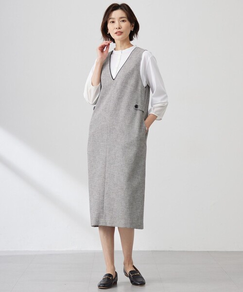 J.PRESS(ジェイプレス)の「【洗える】プレーティングジャージー バンドカラー カットソー(Tシャツ/カットソー・レディース・ホワイト系/ピンク系/サックスブルー系・MEDIUM/LARGE)」の7枚目の写真