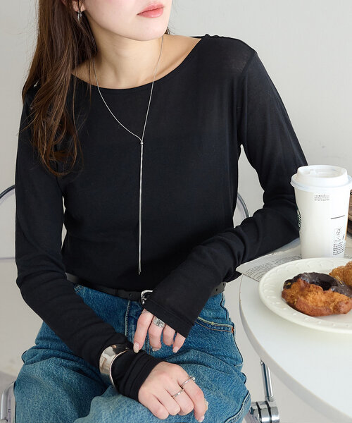 DISCOAT（ディスコート）の「強撚フライスシアーロングスリーブ（Tシャツ/カットソー・レディース・パープル系その他/ライム/ライトグレー/ブラック/オフホワイト・FREE）」の12枚目の写真