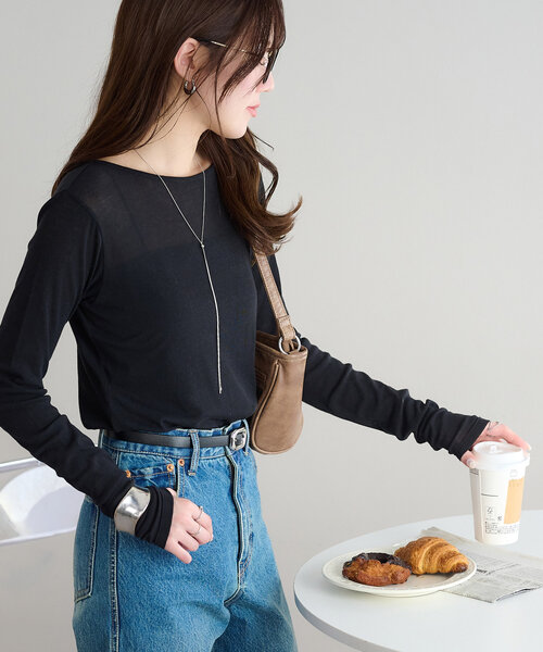 tシャツ シアー フライス ロング スリーブ カットソー レディース Edition tシャツ シアーフライス ロングスリーブトップス