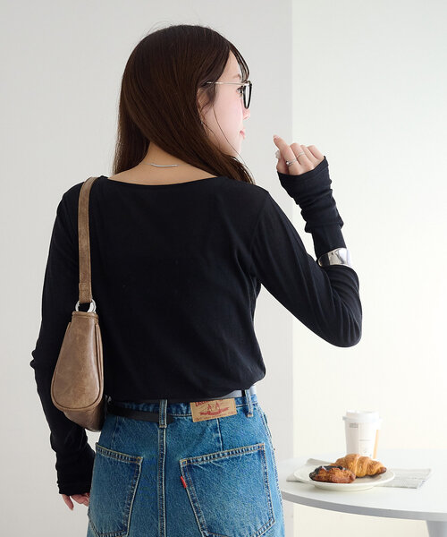 DISCOAT（ディスコート）の「強撚フライスシアーロングスリーブ（Tシャツ/カットソー・レディース・パープル系その他/ライム/ライトグレー/ブラック/オフホワイト・FREE）」の16枚目の写真