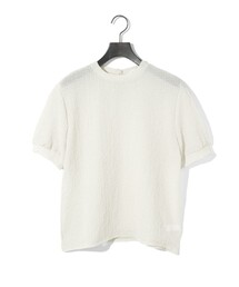 MIDIUMISOLID for Ladies シアークルーネックパフスリーブプルオーバー