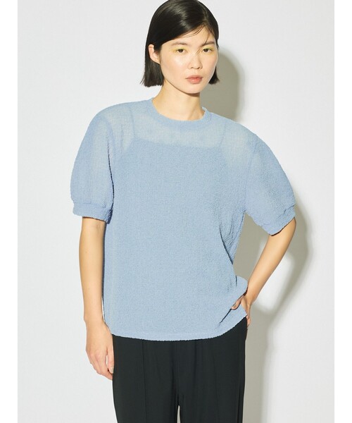MIDIUMISOLID / ミディウミソリッド MIDIUMISOLID for Ladies シアークルーネックパフスリーブプルオーバー セール】MIDIUMISOLID for Ladies シアークルーネック