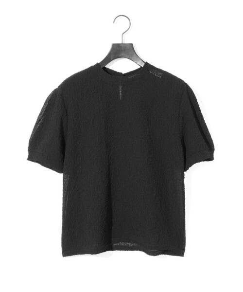 MIDIUMISOLID(ミディウミソリッド)の「MIDIUMISOLID for Ladies シアークルーネックパフスリーブプルオーバー(Tシャツ/カットソー・レディース・ライトブルー/ブラック/アイボリー・FREE)」の2枚目の写真