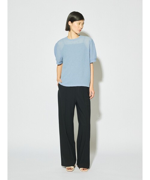 MIDIUMISOLID / ミディウミソリッド MIDIUMISOLID for Ladies シアークルーネックパフスリーブプルオーバー セール】MIDIUMISOLID for Ladies シアークルーネック