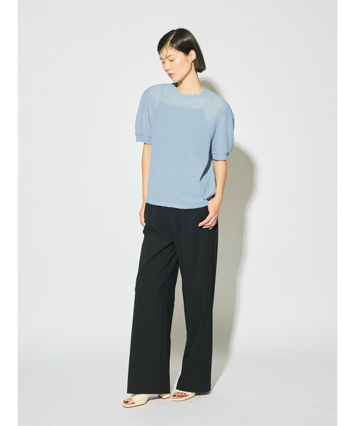 MIDIUMISOLID(ミディウミソリッド)の「MIDIUMISOLID for Ladies シアークルーネックパフスリーブプルオーバー(Tシャツ/カットソー・レディース・ライトブルー/ブラック/アイボリー・FREE)」の12枚目の写真