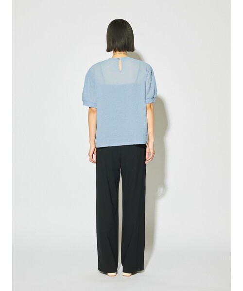MIDIUMISOLID(ミディウミソリッド)の「MIDIUMISOLID for Ladies シアークルーネックパフスリーブプルオーバー(Tシャツ/カットソー・レディース・ライトブルー/ブラック/アイボリー・FREE)」の14枚目の写真