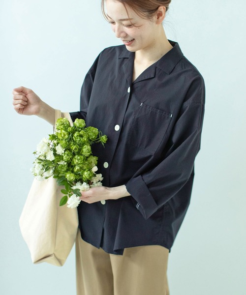 PAR ICI（パーリッシィ）の「無地/ストライプ マリンオーバーシャツ（シャツ/ブラウス・レディース・ネイビー/ホワイト×ブルー/ネイビー×ホワイト・FREE）」の2枚目の写真