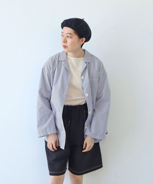 PAR ICI（パーリッシィ）の「無地/ストライプ マリンオーバーシャツ（シャツ/ブラウス・レディース・ネイビー/ホワイト×ブルー/ネイビー×ホワイト・FREE）」の6枚目の写真