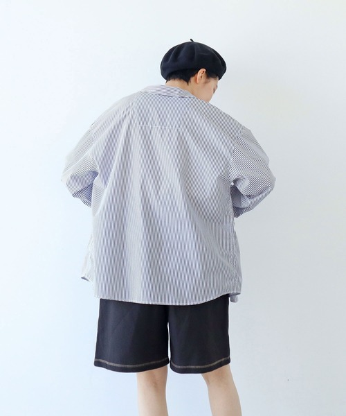 PAR ICI（パーリッシィ）の「無地/ストライプ マリンオーバーシャツ（シャツ/ブラウス・レディース・ネイビー/ホワイト×ブルー/ネイビー×ホワイト・FREE）」の7枚目の写真