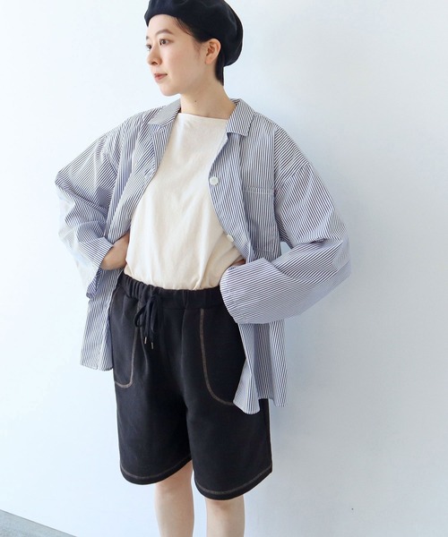 PAR ICI（パーリッシィ）の「無地/ストライプ マリンオーバーシャツ（シャツ/ブラウス・レディース・ネイビー/ホワイト×ブルー/ネイビー×ホワイト・FREE）」の21枚目の写真