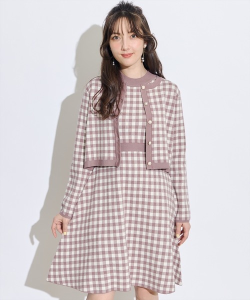 SWINGLE(スウィングル)の「配色ギンガムチェックニットカーディガン(カーディガン/ボレロ・レディース・ブラック系その他5/レッド系その他5・FREE)」の5枚目の写真