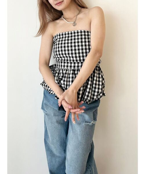 CALNAMUR（カルナムール）の「BALLOON BARE TOPS/バルーンベアトップス【セットアップ着用可】（チューブトップ・レディース・グレー/ネイビー/その他1・FREE）」の5枚目の写真