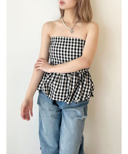 CALNAMUR（カルナムール）の「BALLOON BARE TOPS/バルーンベアトップス【セットアップ着用可】（チューブトップ・レディース・グレー/ネイビー/その他1・FREE）」の6枚目の写真