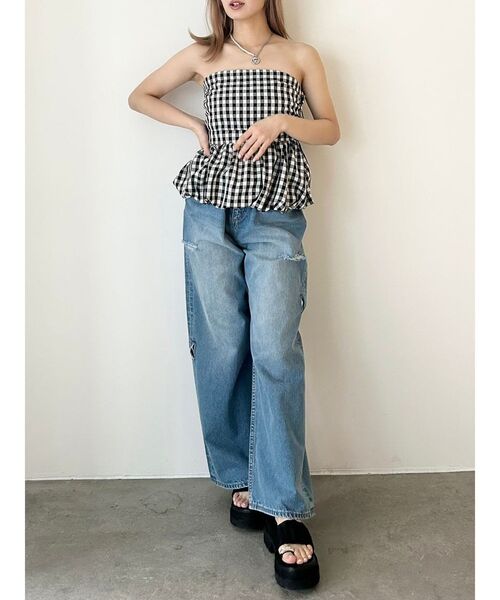 CALNAMUR（カルナムール）の「BALLOON BARE TOPS/バルーンベアトップス【セットアップ着用可】（チューブトップ・レディース・グレー/ネイビー/その他1・FREE）」の7枚目の写真