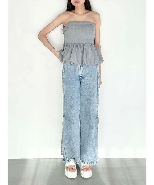 CALNAMUR（カルナムール）の「BALLOON BARE TOPS/バルーンベアトップス【セットアップ着用可】（チューブトップ・レディース・グレー/ネイビー/その他1・FREE）」の18枚目の写真