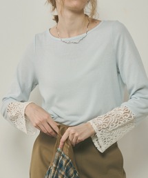 袖口レースカットTOPS