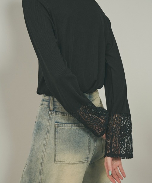 Unitage(ユニテージ)の「袖口レースカットTOPS(Tシャツ/カットソー・レディース・ホワイト/ライトブルー/ブラック・FREE)」の13枚目の写真