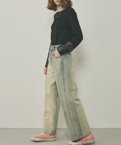 Unitage(ユニテージ)の「袖口レースカットTOPS(Tシャツ/カットソー・レディース・ホワイト/ライトブルー/ブラック・FREE)」の15枚目の写真