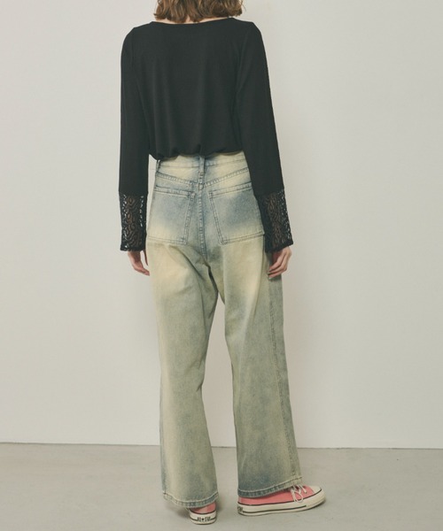 Unitage(ユニテージ)の「袖口レースカットTOPS(Tシャツ/カットソー・レディース・ホワイト/ライトブルー/ブラック・FREE)」の16枚目の写真