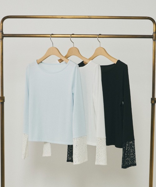 Unitage(ユニテージ)の「袖口レースカットTOPS(Tシャツ/カットソー・レディース・ホワイト/ライトブルー/ブラック・FREE)」の22枚目の写真