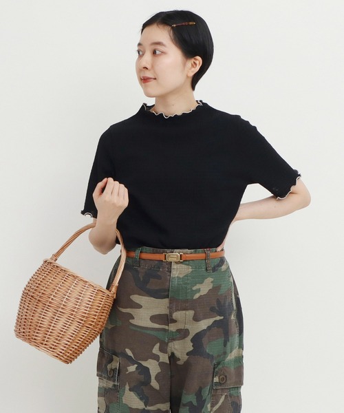 CHILD WOMAN(チャイルドウーマン)の「☆オーガニックブルーゼ メロー配色半袖プルオーバー(Tシャツ/カットソー・レディース・アイボリー/ブラック/イエロー・FREE)」の18枚目の写真