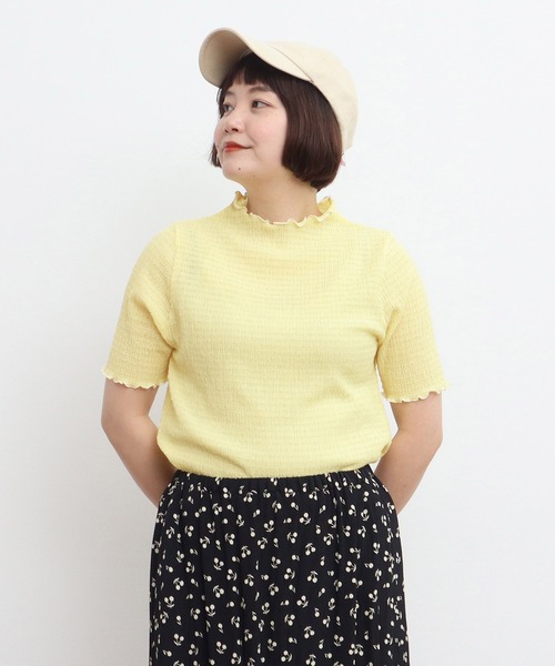 ☆タグ付き未使用品☆ CHILD WOMAN ショート丈シャツ イエロー ハイネック 半袖シャツ ショート丈トップス Tシャツ 女の子 子供