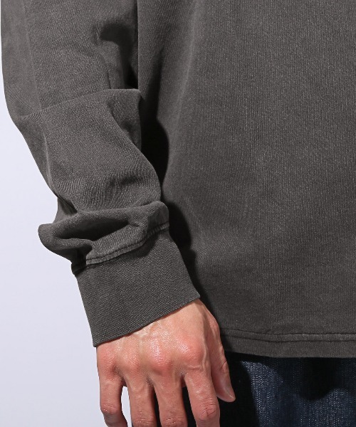 LUXSTYLE（ラグスタイル）の「天竺ピグメント加工ロゴプリントロンT（Tシャツ/カットソー・メンズ・ブラック/モカ・M/L/XL）」の11枚目の写真