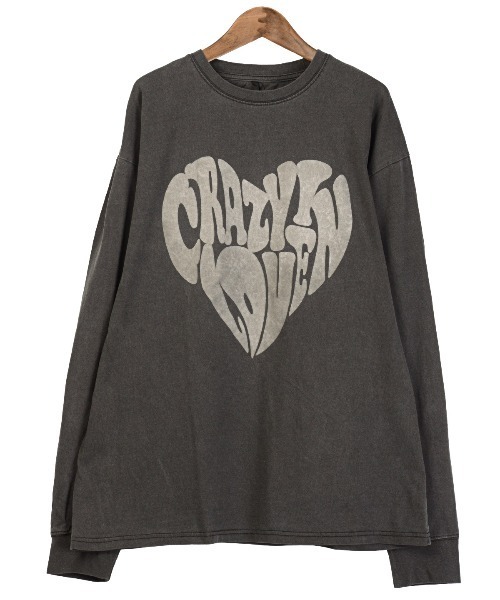 LUXSTYLE（ラグスタイル）の「天竺ピグメント加工ロゴプリントロンT（Tシャツ/カットソー・メンズ・ブラック/モカ・M/L/XL）」の12枚目の写真