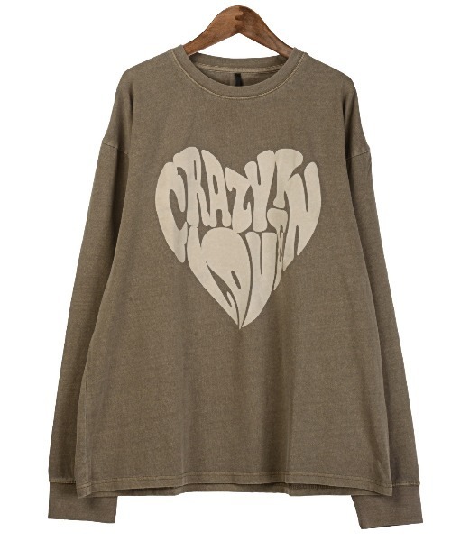 LUXSTYLE（ラグスタイル）の「天竺ピグメント加工ロゴプリントロンT（Tシャツ/カットソー・メンズ・ブラック/モカ・M/L/XL）」の13枚目の写真