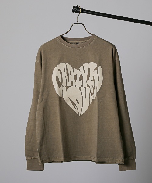 LUXSTYLE（ラグスタイル）の「天竺ピグメント加工ロゴプリントロンT（Tシャツ/カットソー・メンズ・ブラック/モカ・M/L/XL）」の19枚目の写真