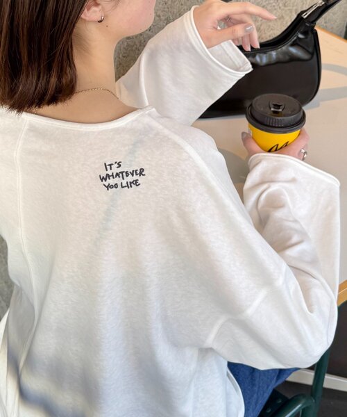 CIAOPANIC TYPY（チャオパニックティピー）の「シアースラブワンポイント刺繍オーバーTee（Tシャツ/カットソー・レディース・ホワイト/ブラック/サックスブルー/イエロー/チャコールグレー/ライトグレー/ピンク・ONE SIZE）」の2枚目の写真