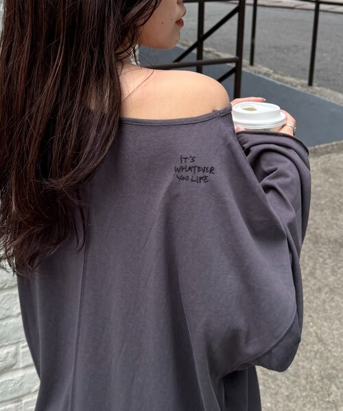 CIAOPANIC TYPY（チャオパニックティピー）の「シアースラブワンポイント刺繍オーバーTee（Tシャツ/カットソー・レディース・ホワイト/ブラック/サックスブルー/イエロー/チャコールグレー/ライトグレー/ピンク・ONE SIZE）」の4枚目の写真