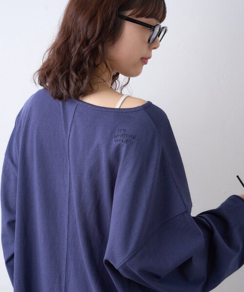 CIAOPANIC TYPY(チャオパニックティピー)の「【リバイバル/新色追加】シアースラブワンポイント刺繍オーバーTee(Tシャツ/カットソー・レディース・ホワイト/ブラック/サックスブルー/イエロー/チャコールグレー/ライトグレー/ピンク/レッド/ネイビー・ONE SIZE)」の22枚目の写真