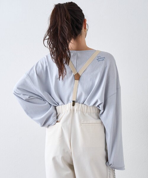 CIAOPANIC TYPY（チャオパニックティピー）の「シアースラブワンポイント刺繍オーバーTee（Tシャツ/カットソー・レディース・ホワイト/ブラック/サックスブルー/イエロー/チャコールグレー/ライトグレー/ピンク・ONE SIZE）」の18枚目の写真