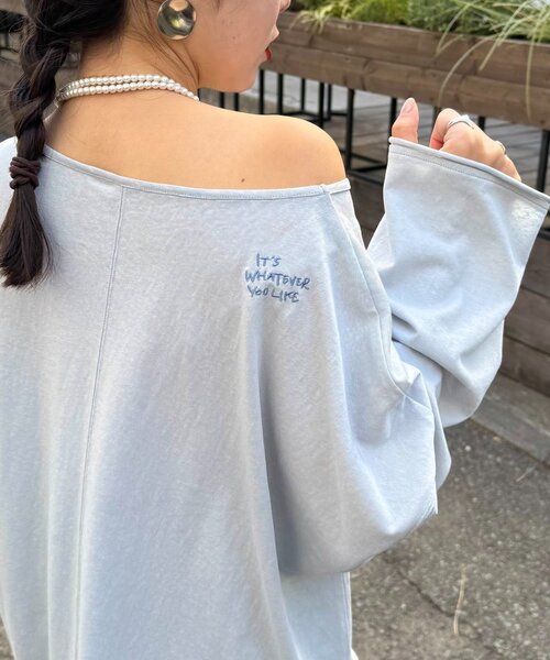CIAOPANIC TYPY（チャオパニックティピー）の「シアースラブワンポイント刺繍オーバーTee（Tシャツ/カットソー・レディース・ホワイト/ブラック/サックスブルー/イエロー/チャコールグレー/ライトグレー/ピンク・ONE SIZE）」の6枚目の写真